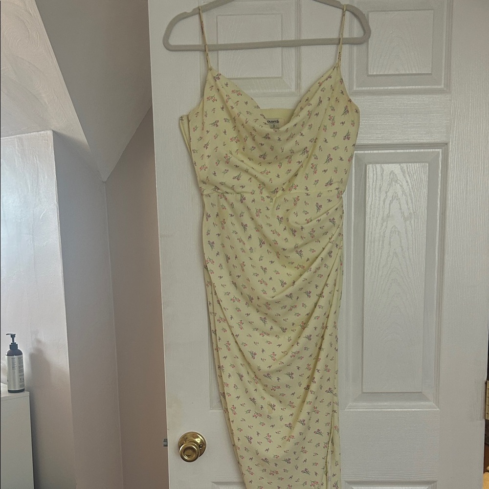 House of CB Strapless Floral Yellow Dress